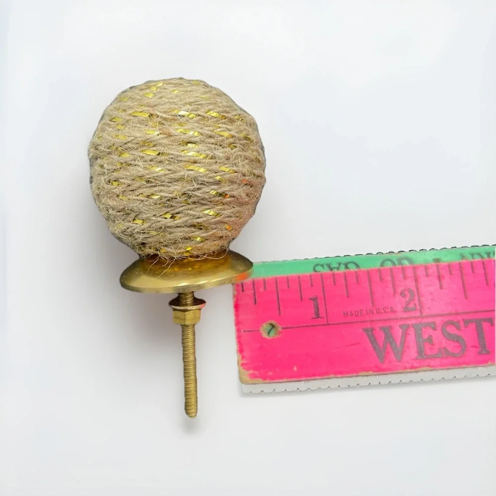 6 VNTG Twine With Gold Drawer Knobs